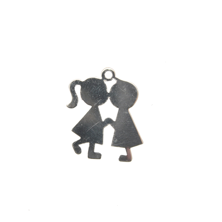 Ciondolo a forma di bambini che si baciano, 13x16 mm