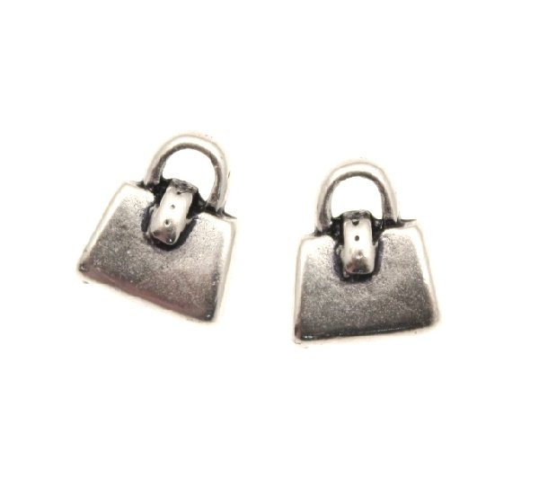Ciondolo a forma di borsettina a valigetta liscia con 1 bottone 10x10 mm.