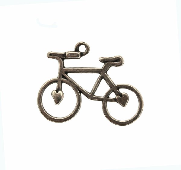 Ciondolo a forma di bicicletta stilizzata, 23x30 mm.