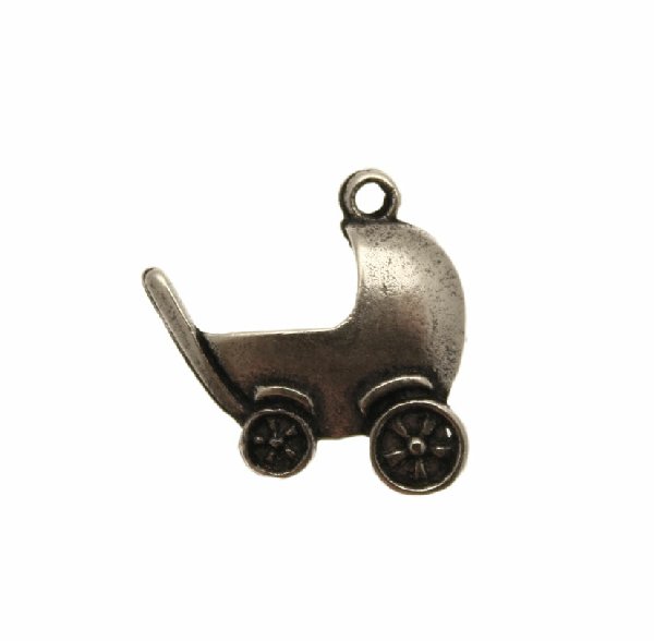 Ciondolo a forma di carrozzina, 19x19 mm.