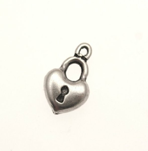 Ciondolo a forma di lucchetto a cuore cicciotto liscio 12x10 mm.