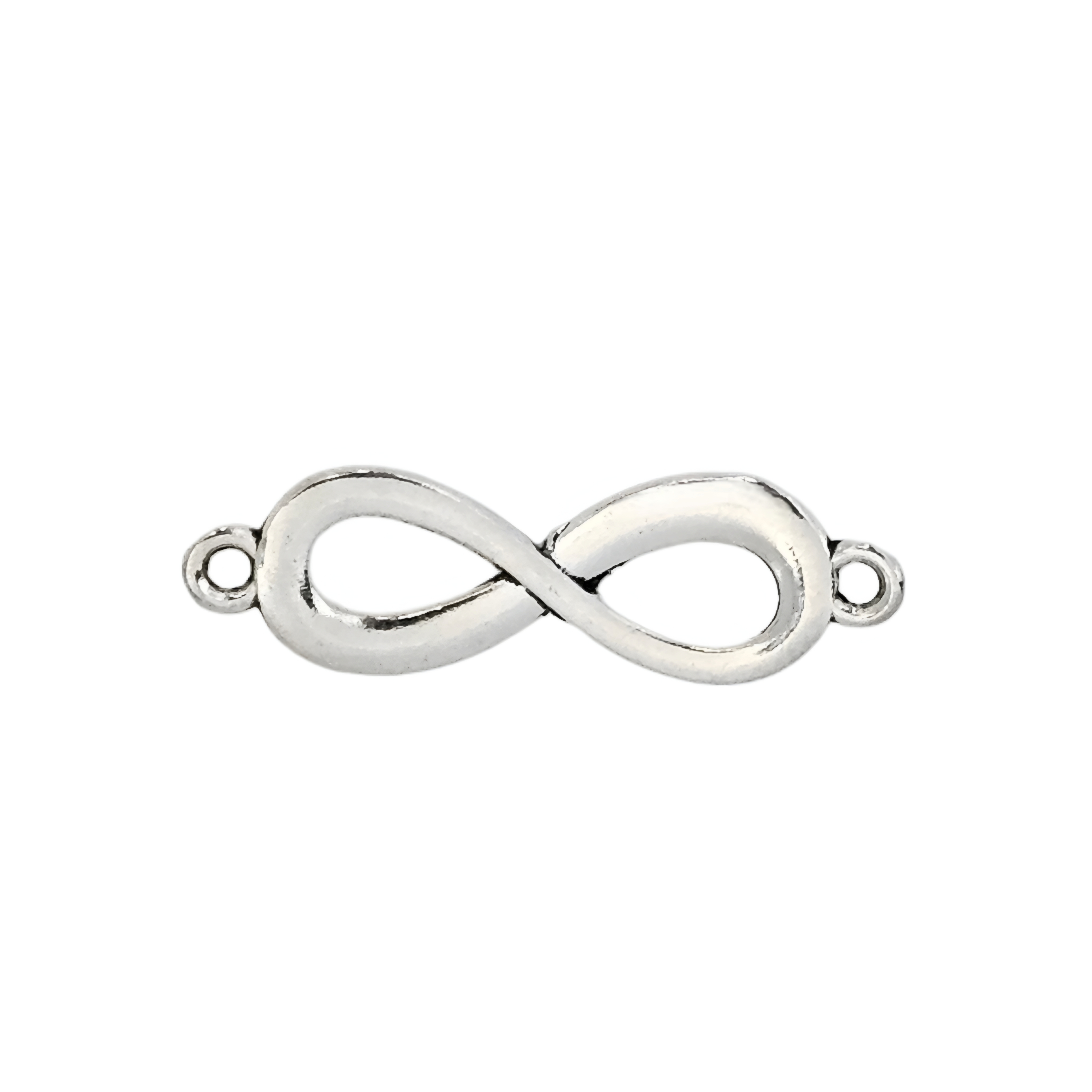 Distanziatore a forma di Infinito, con due anelli, 12x40 mm.