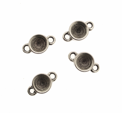 Distanziatore porta strass (gemma tonda conica SS39), con due anelli, 10x18 mm.