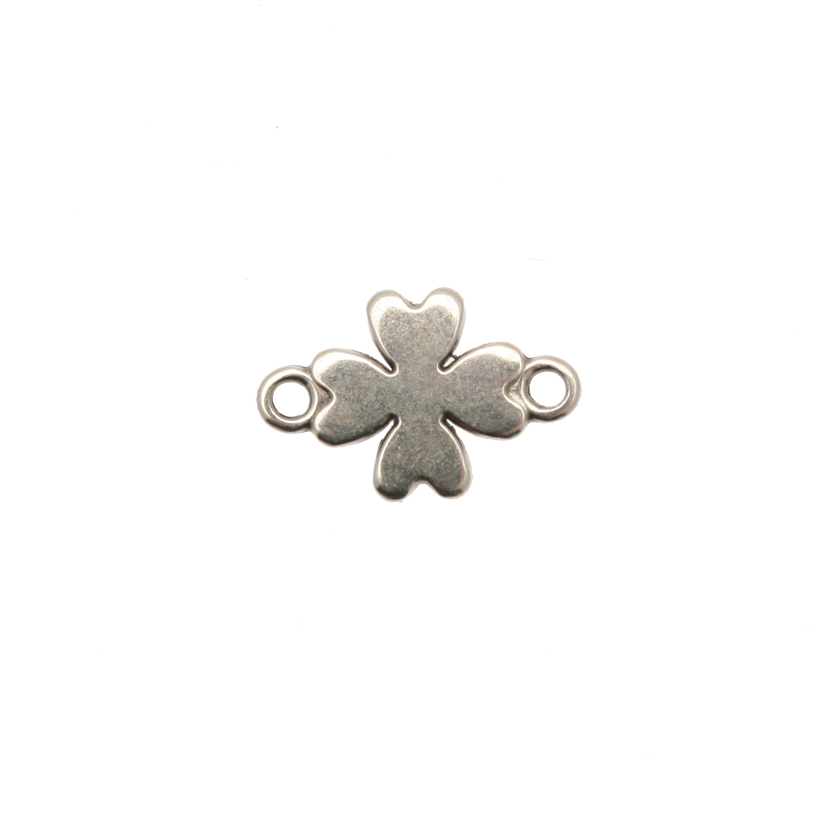 Distanziatore a forma di quadrifoglio, con due anelli, 10x15 mm. 