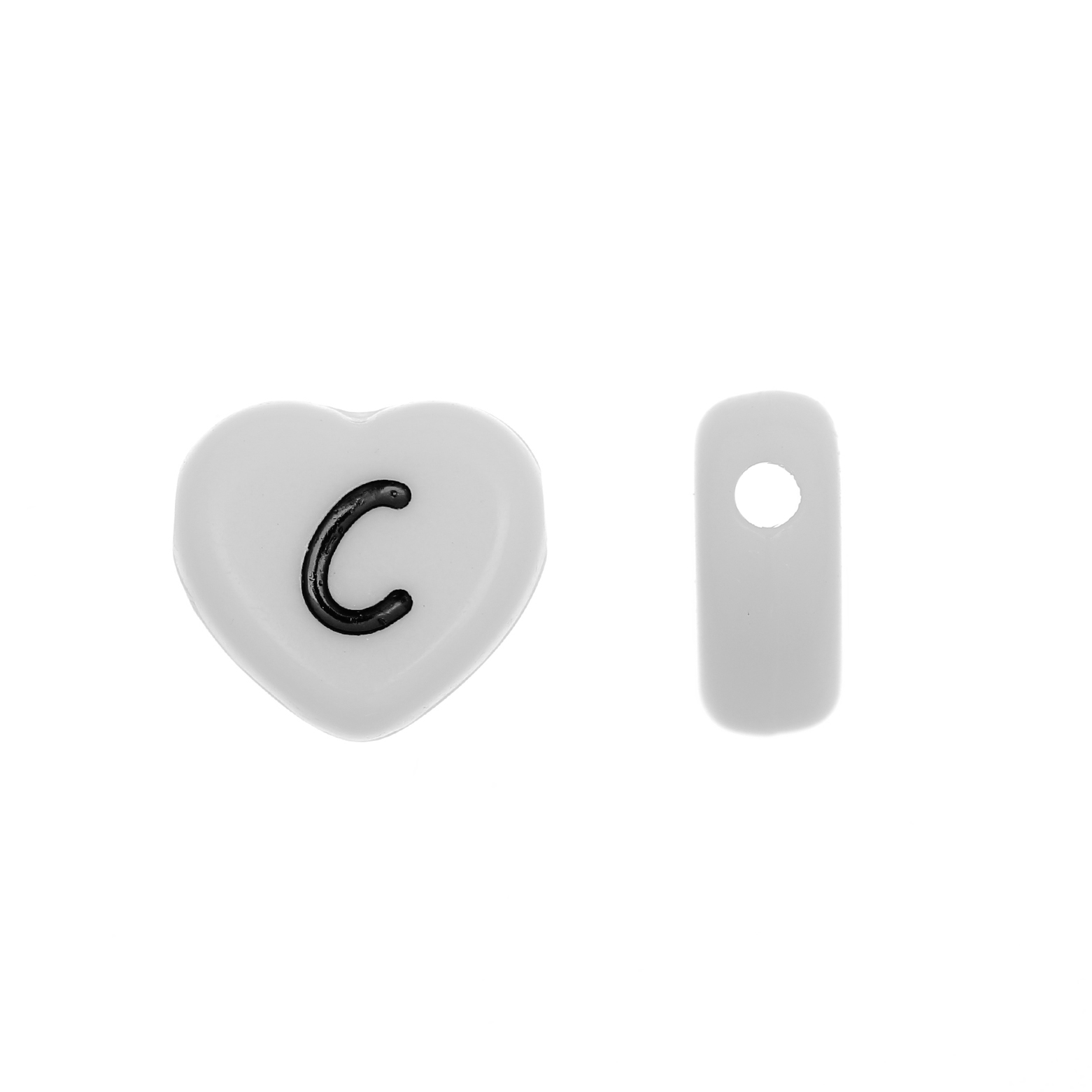 Distanziatore a Cuore in resina con disegno lettera "C", 12x11 mm.