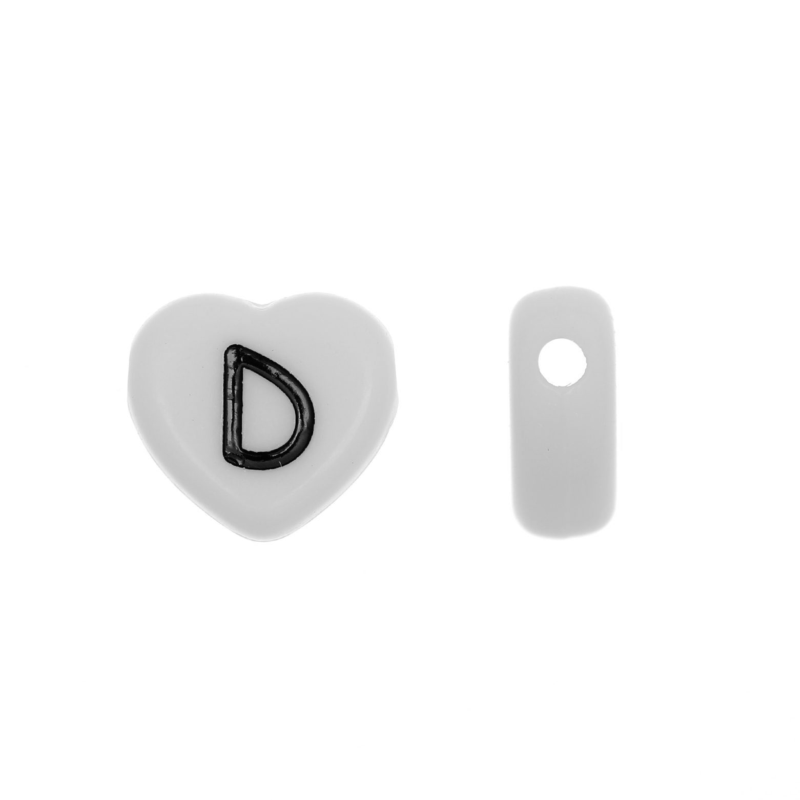 Distanziatore a Cuore in resina con disegno lettera "D", 12x11 mm.