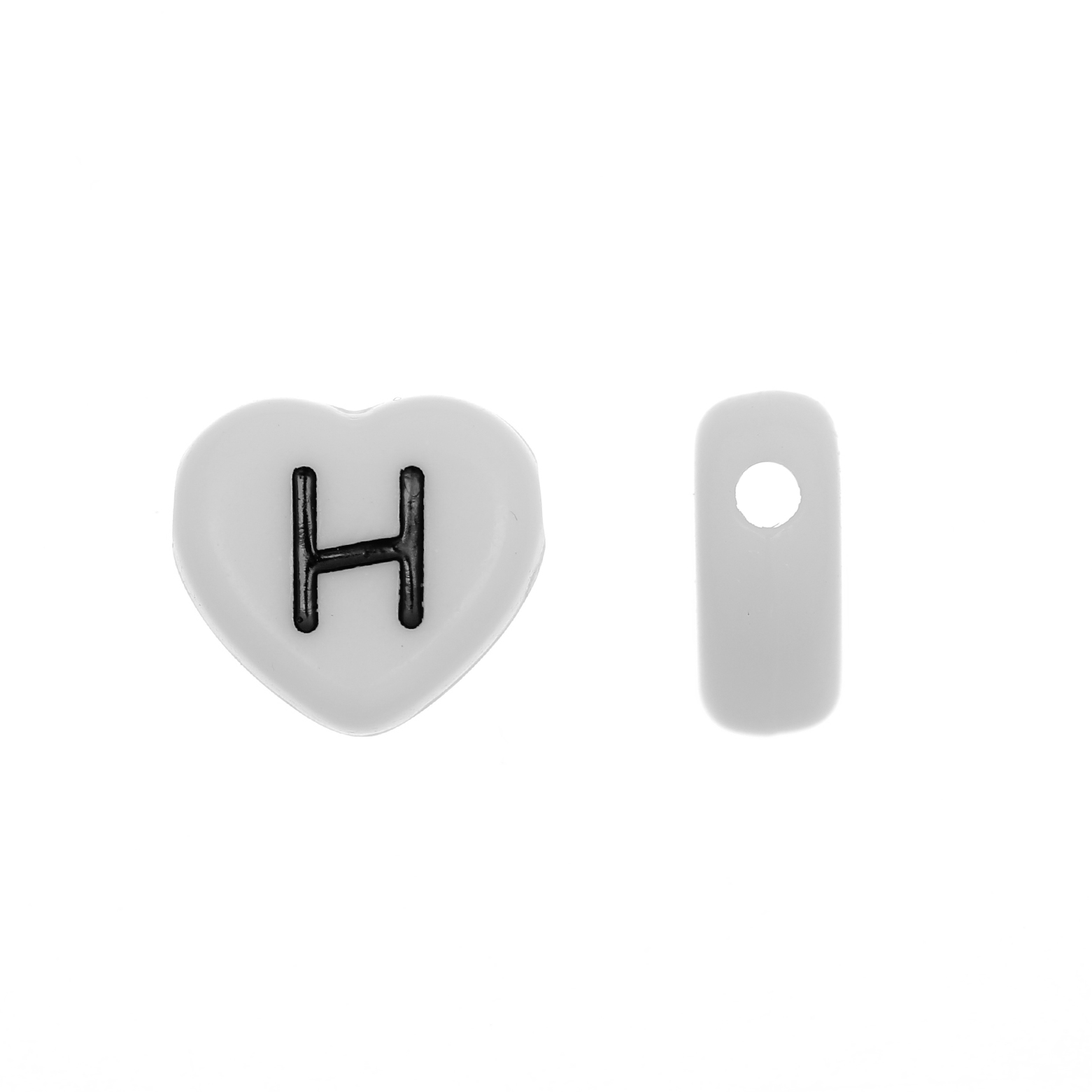 Distanziatore a Cuore in resina con disegno lettera "H", 12x11 mm.