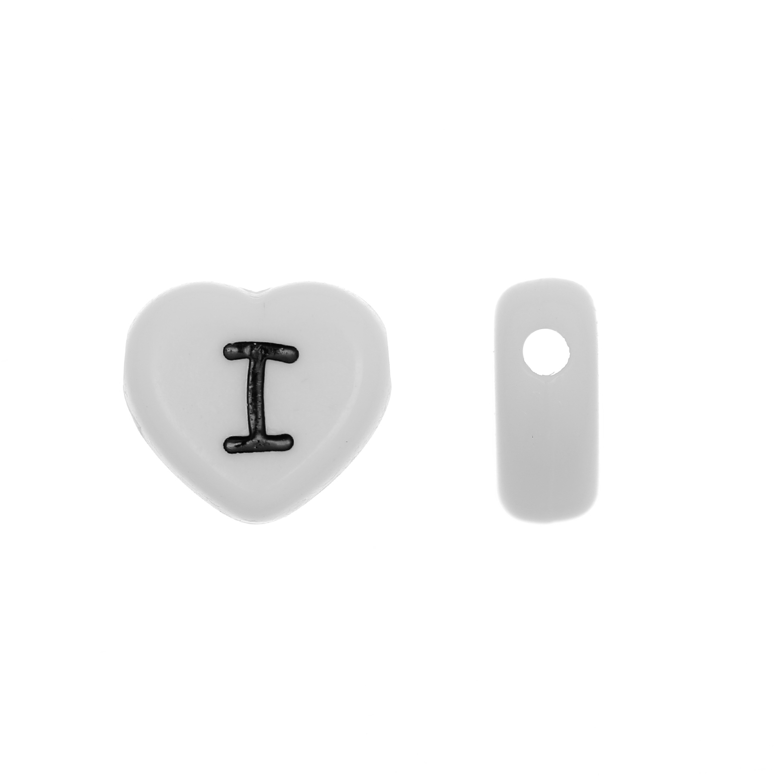 Distanziatore a Cuore in resina con disegno lettera "I", 12x11 mm.