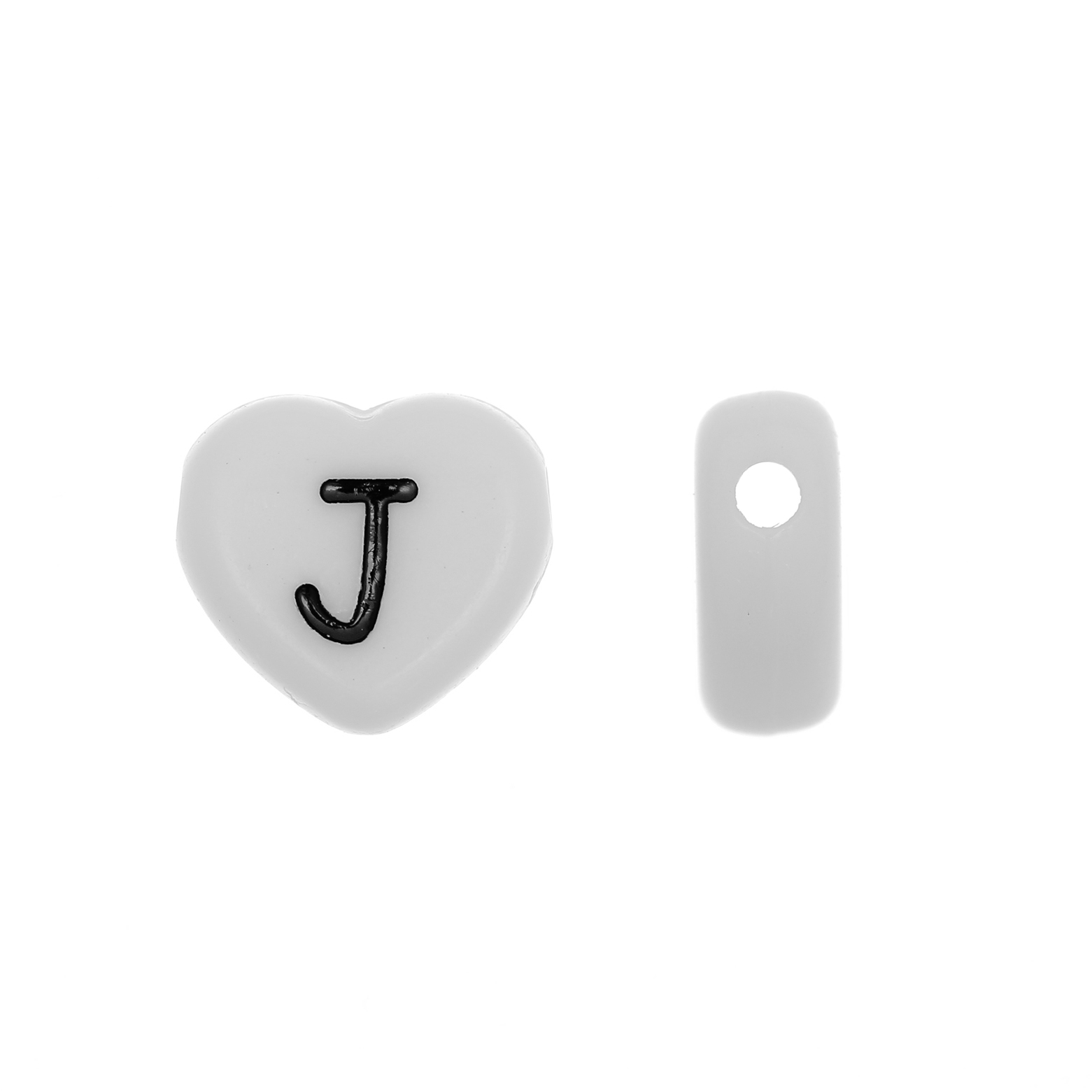 Distanziatore a Cuore in resina con disegno lettera "J", 12x11 mm.