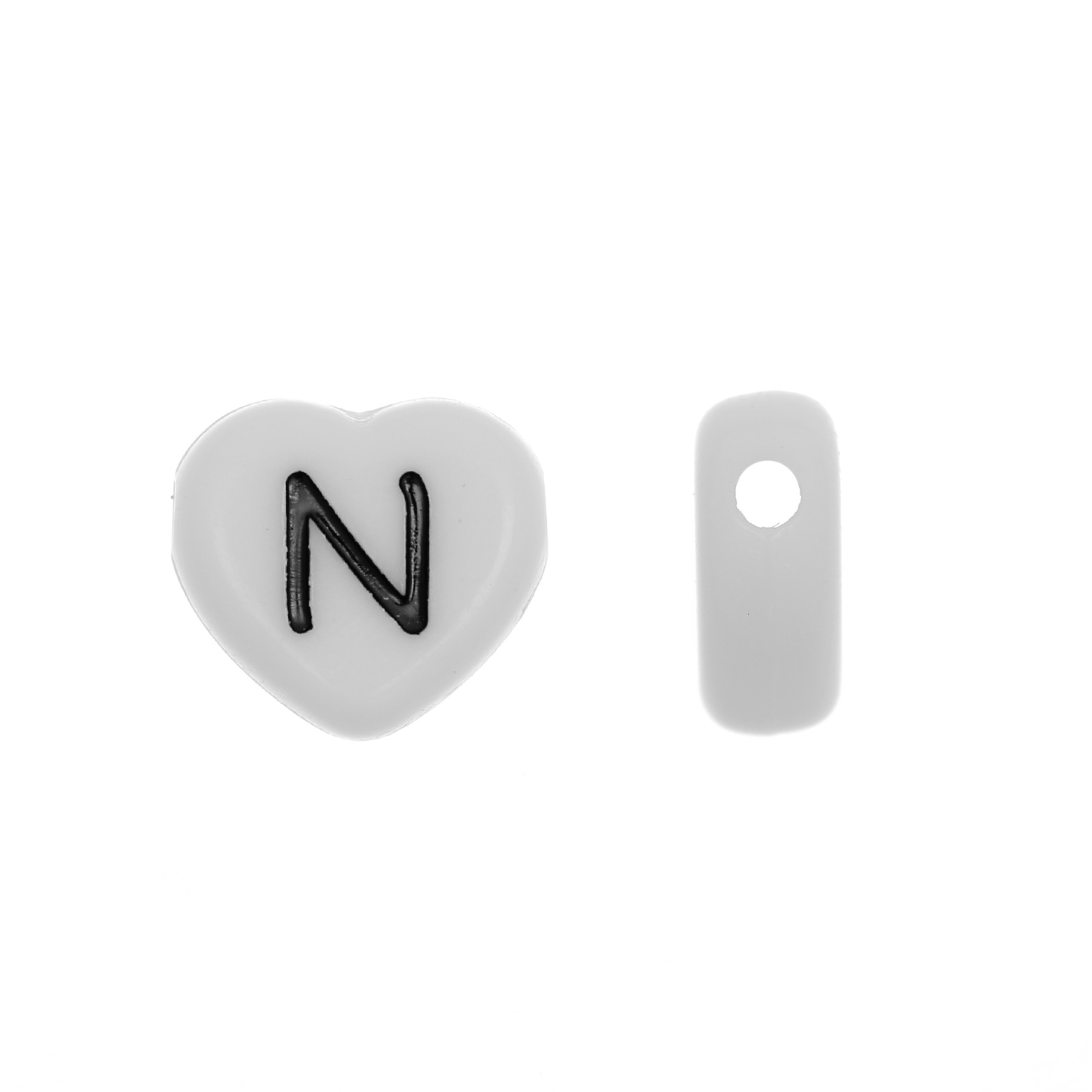 Distanziatore a Cuore in resina con disegno lettera "N", 12x11 mm.