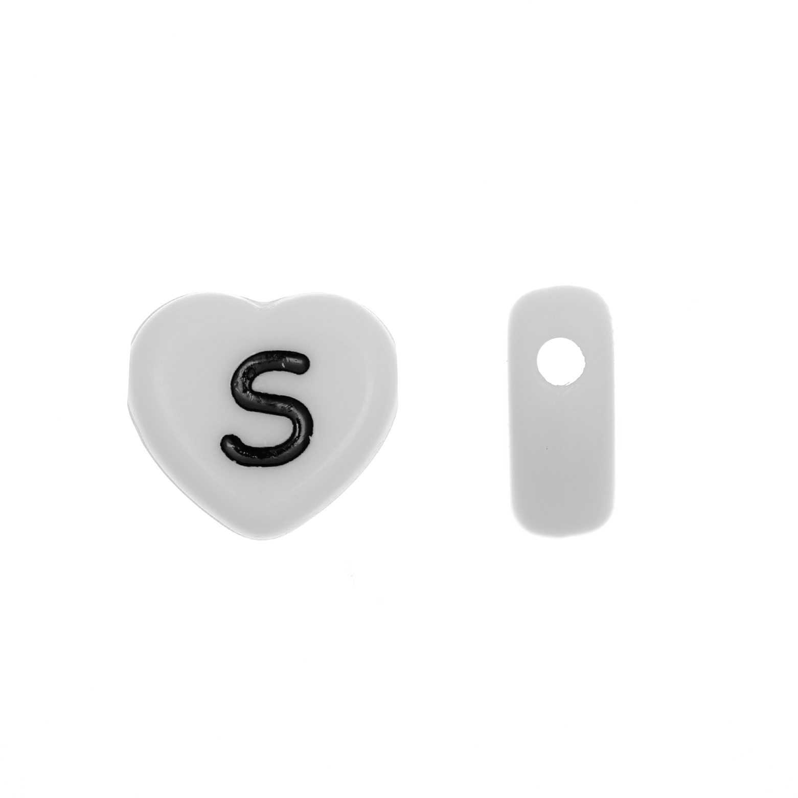 Distanziatore a Cuore in resina con disegno lettera "S", 12x11 mm.
