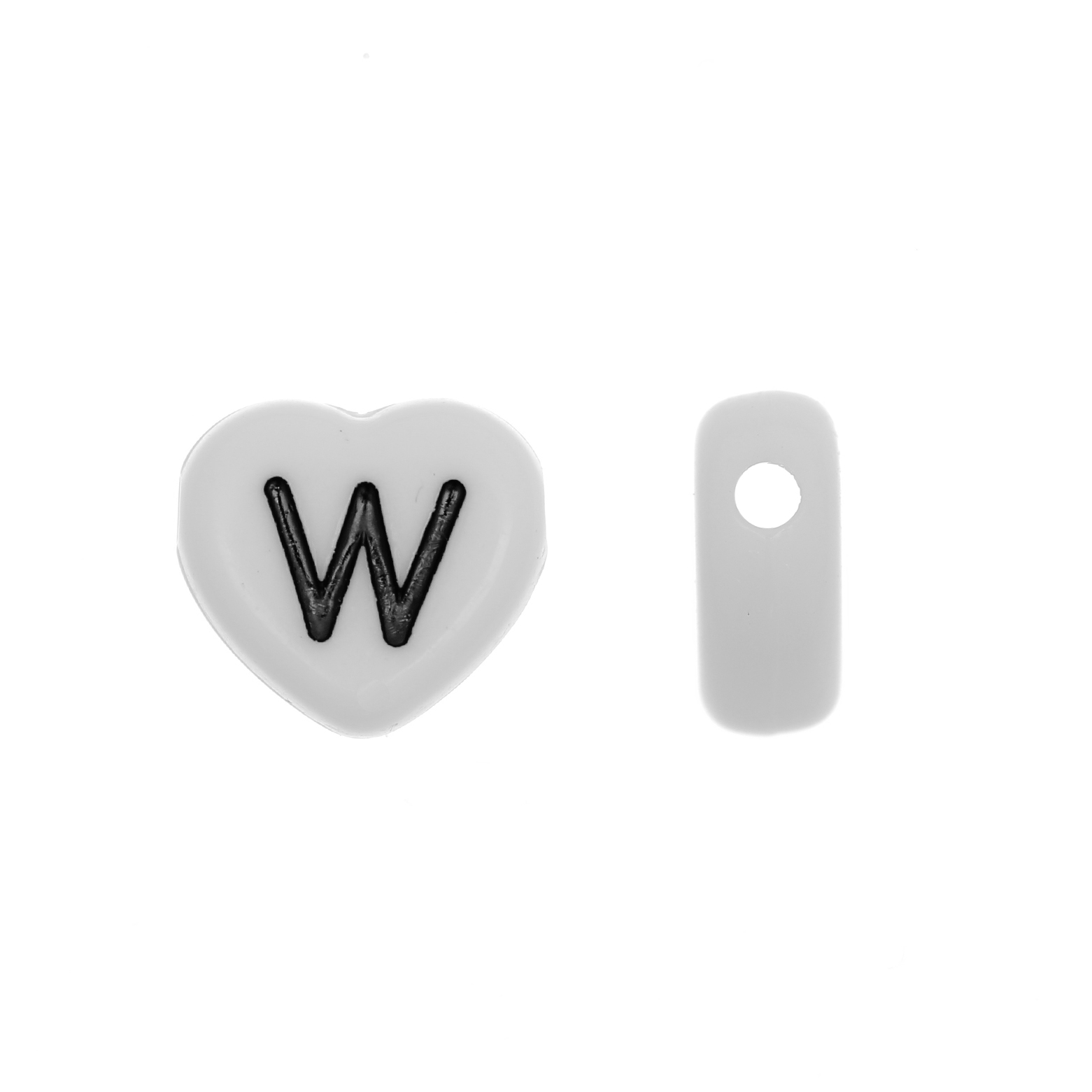 Distanziatore a Cuore in resina con disegno lettera "W", 12x11 mm.