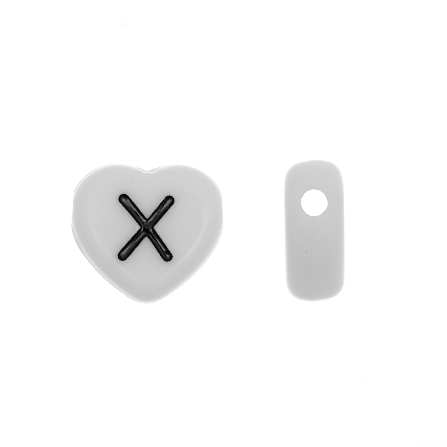 Distanziatore a Cuore in resina con disegno lettera "X", 12x11 mm.