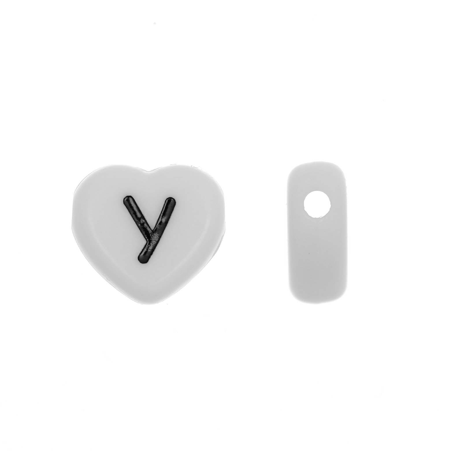 Distanziatore a Cuore in resina con disegno lettera "Y", 12x11 mm.