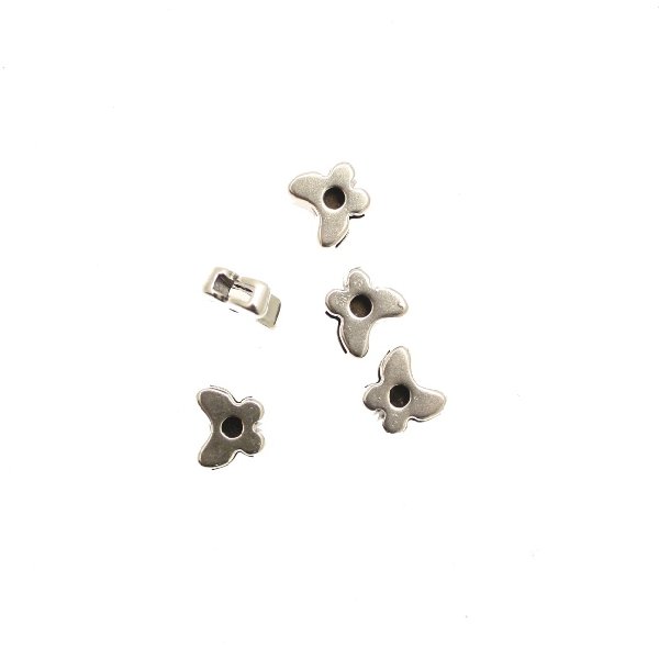 Distanziatore a forma di farfalla piatta liscia, con foro centrale,  12x11 mm.