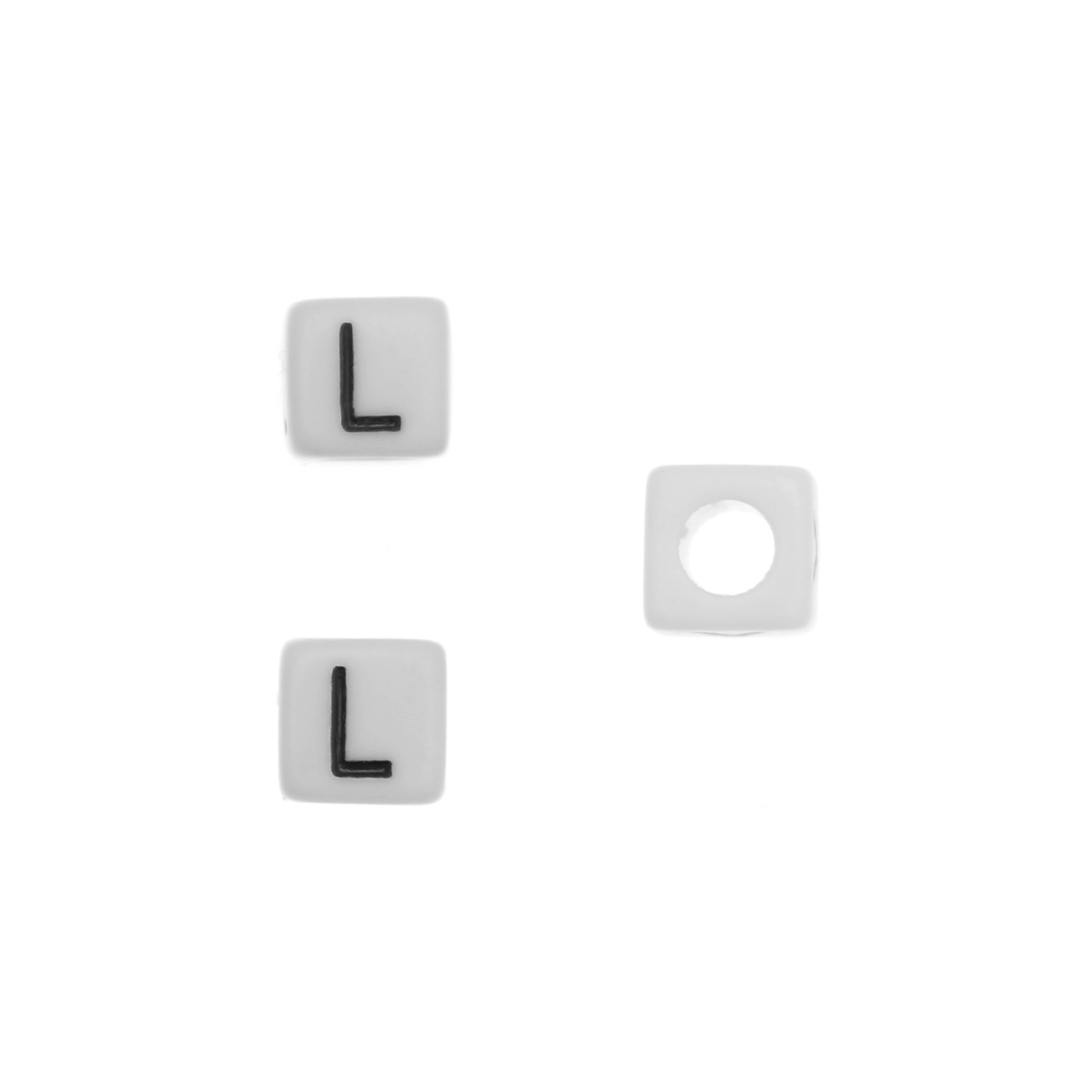 Distanziatore quadrato in resina con disegno lettera "L", 7 mm.