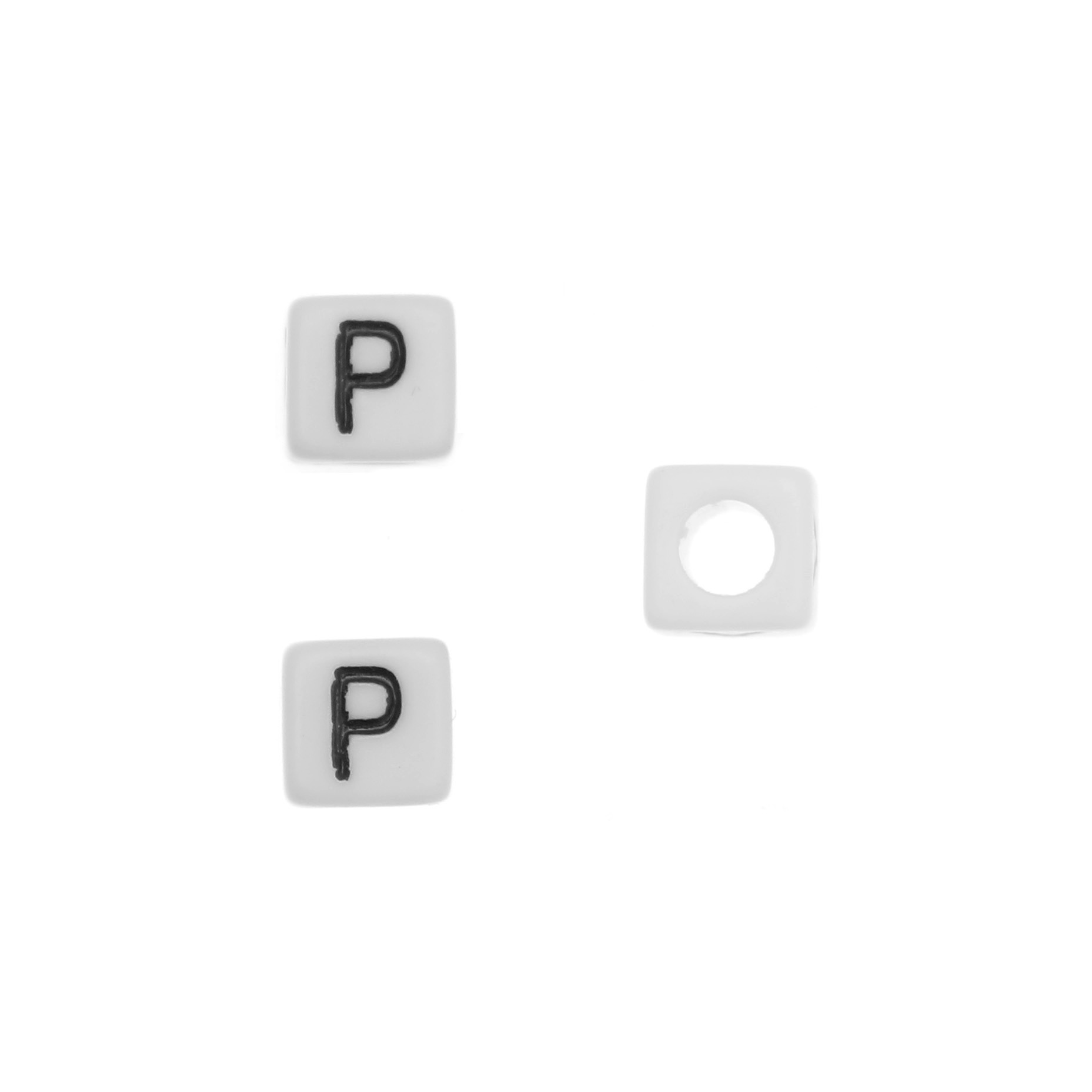 Distanziatore quadrato in resina con disegno lettera "P", 7 mm.