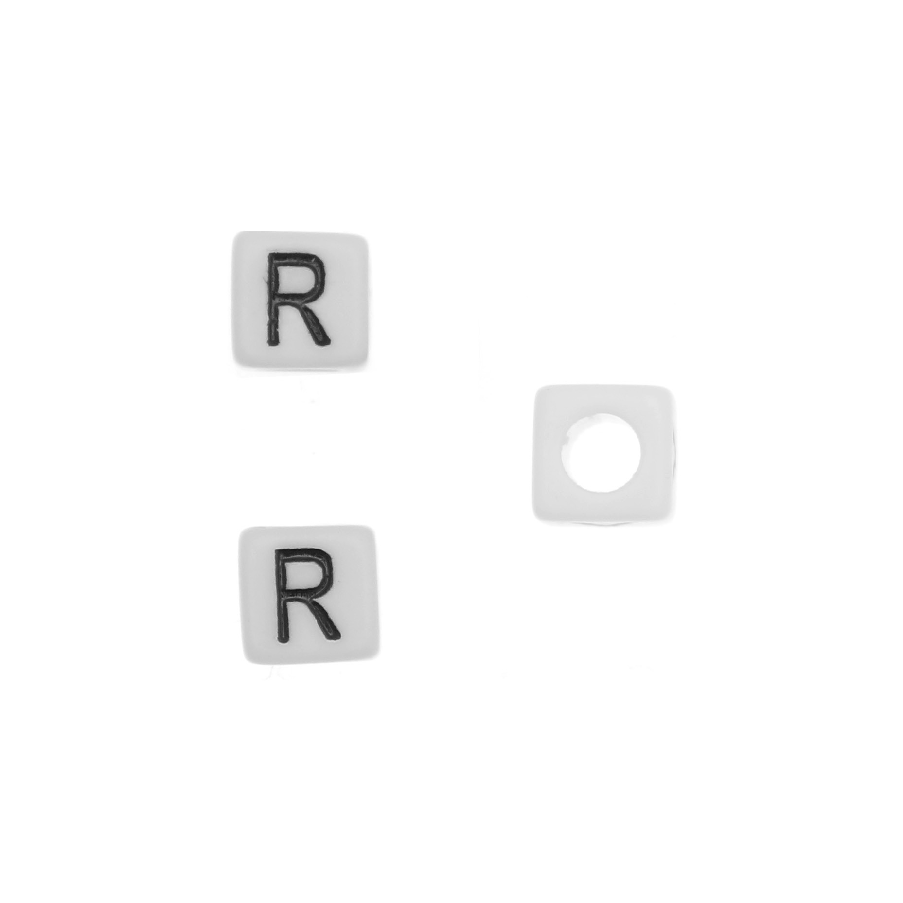 Distanziatore quadrato in resina con disegno lettera "R", 7 mm.