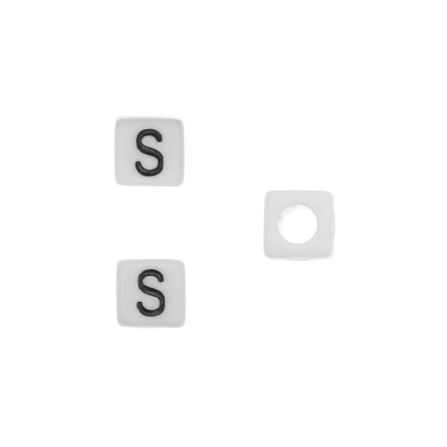 Distanziatore quadrato in resina con disegno lettera "S", 7 mm.