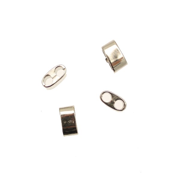 Distanziatore rettangolare liscio, con due fori paralleli, 6x11 mm.