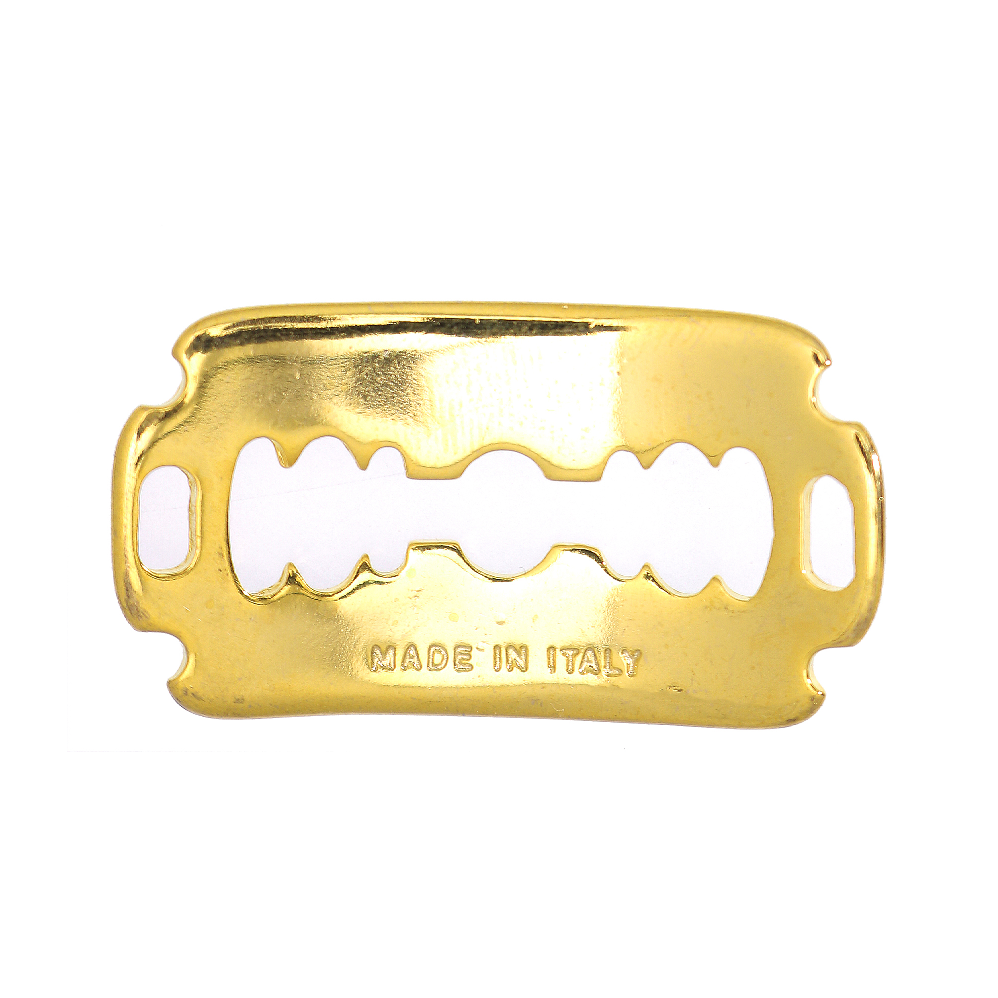 Distanziatore rettangolare piatto leggermente bombato a forma di lametta, 38x21 mm.