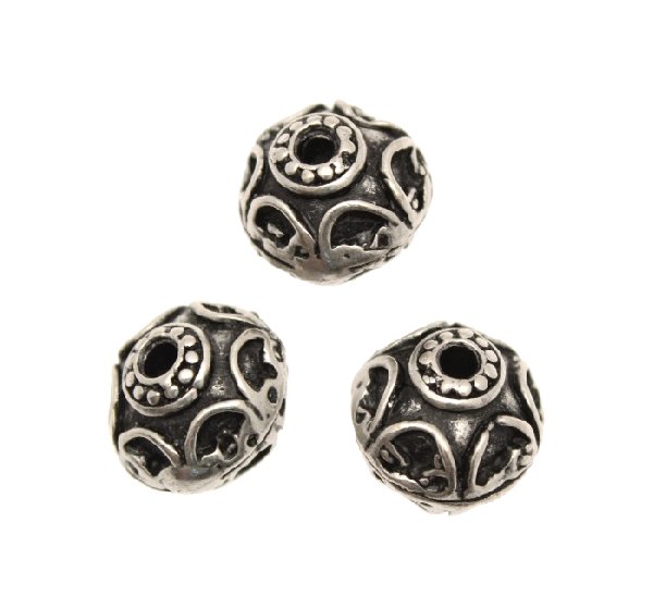 Distanziatore a palla stretta  tipo cipolla lavorata ad archi, 14x12 mm.