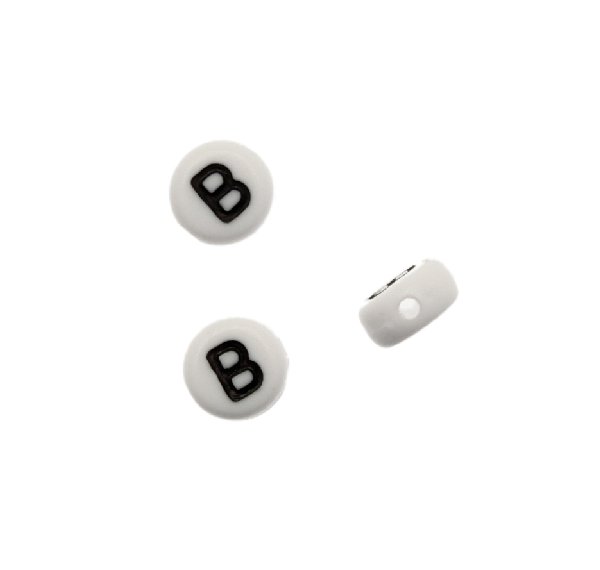Distanziatore in resina con disegno lettera "B", 7x4 mm.