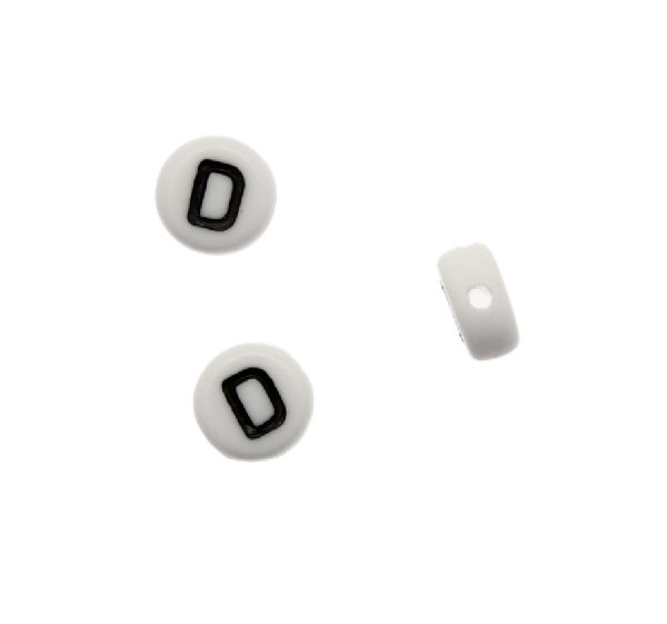 Distanziatore in resina con disegno lettera "D", 7x4 mm.