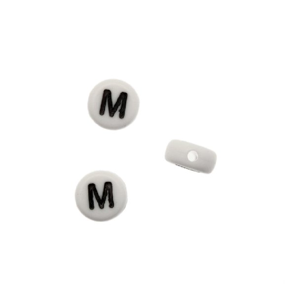 Distanziatore in resina con disegno lettera "M", 7x4 mm.