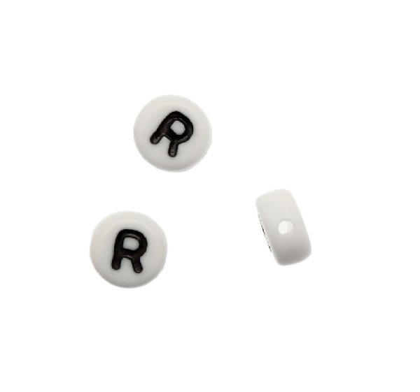 Distanziatore in resina con disegno lettera "R", 7x4 mm.