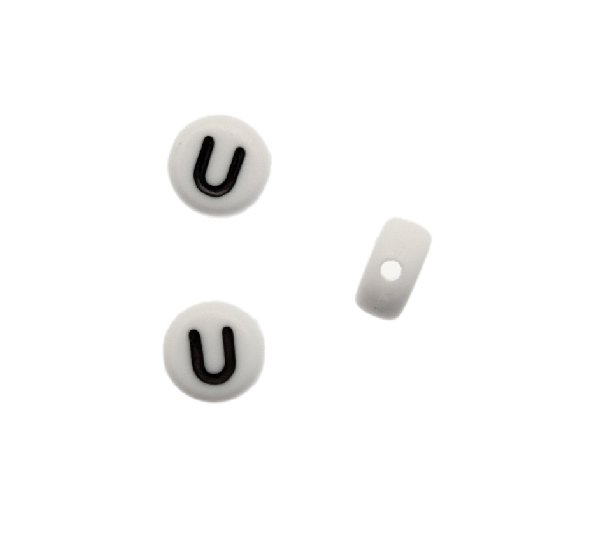 Distanziatore in resina con disegno lettera "U", 7x4 mm.