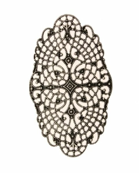 Filigrana ovale traforata e puntinata, 37x60 mm.