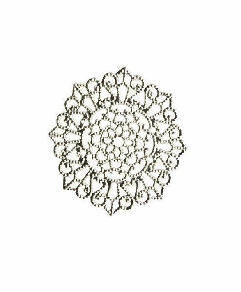 Filigrana tonda piatta sottile, smerlettata, 33 mm.