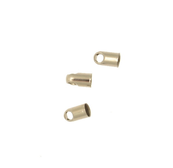 Terminale per cordoncini a forma di tubo liscio con anello finale, 7x4 mm.
