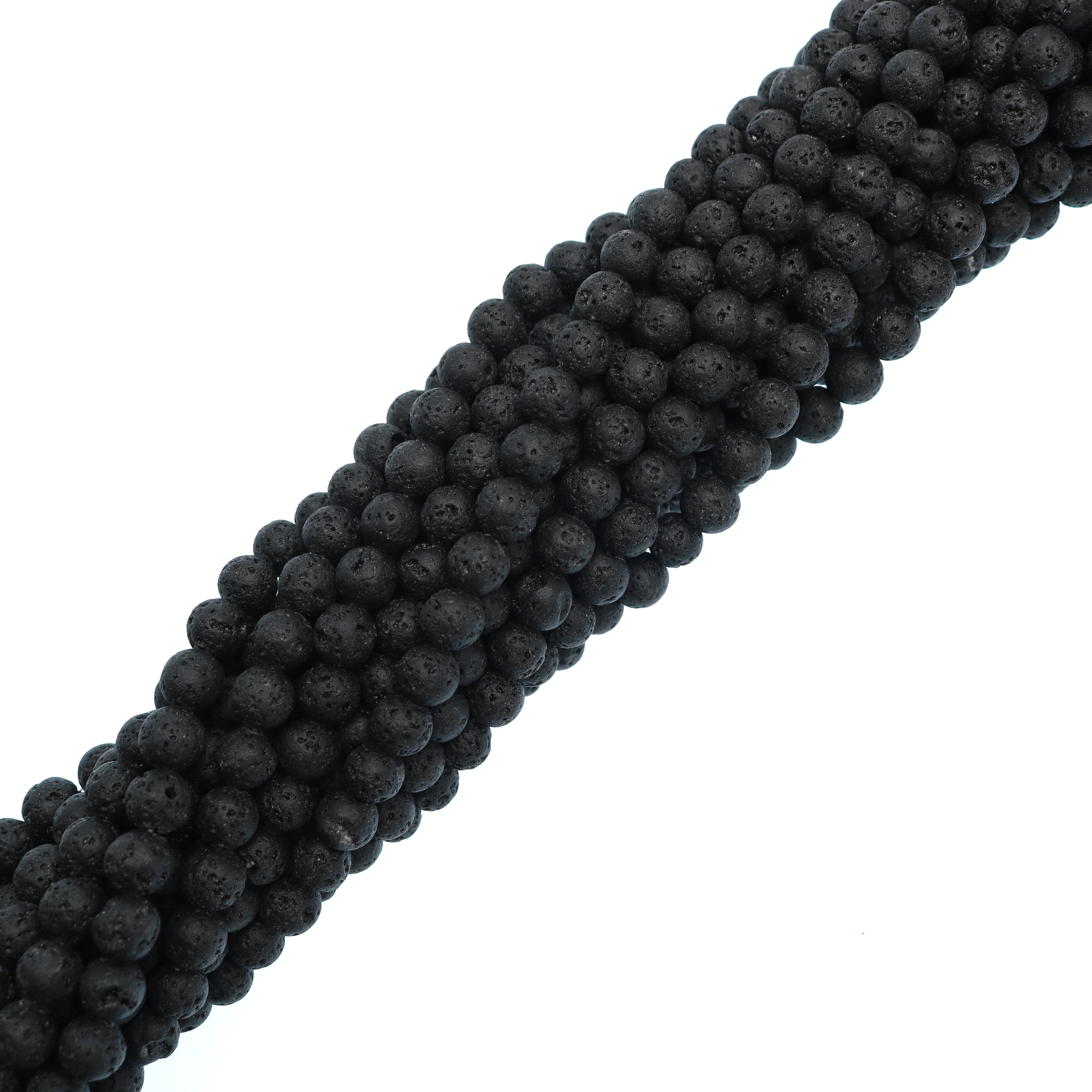 Filo di distanziatori tondi in Pietra Lavica, colore Nero