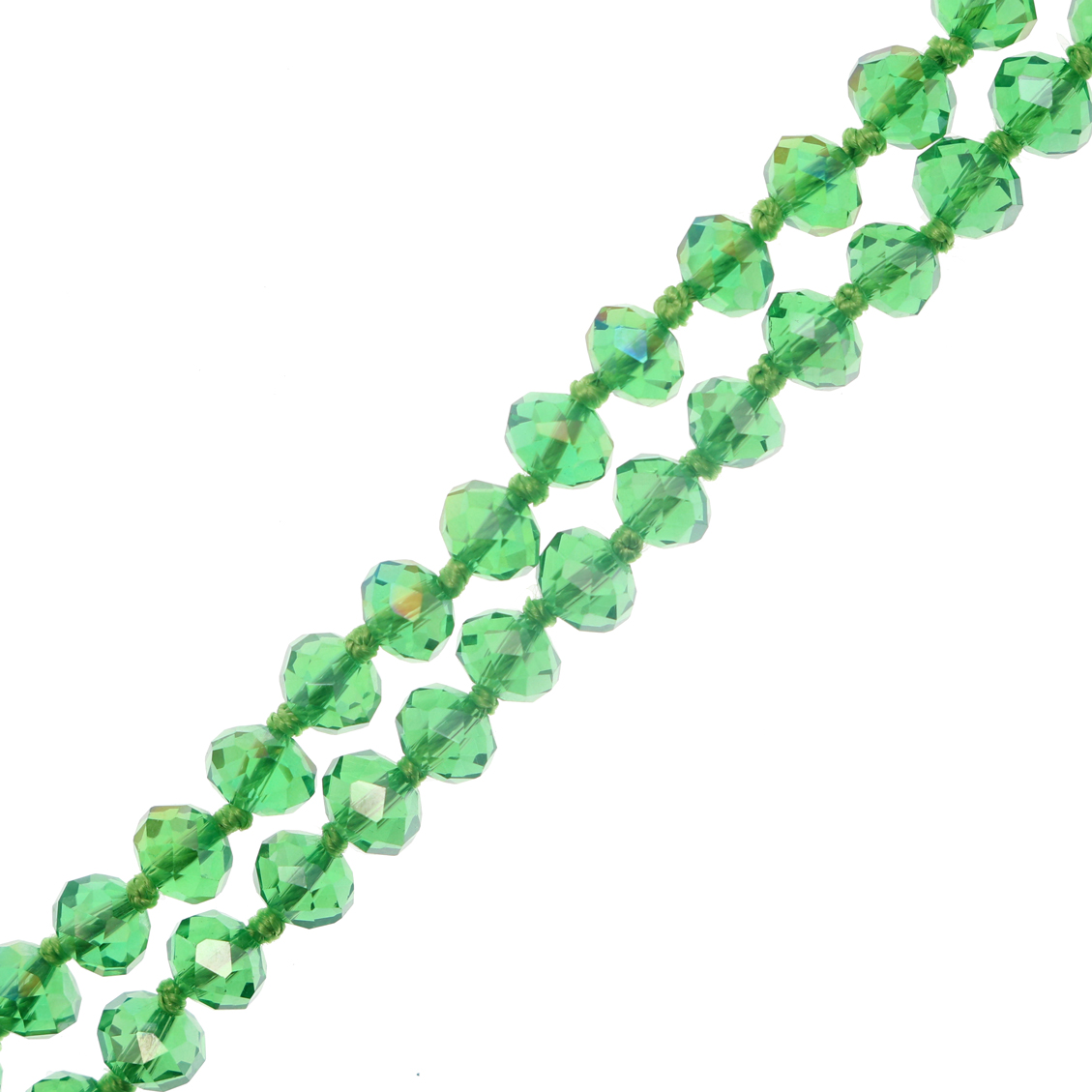 Filo di Rondelle, in Cristallo, 8x6 mm., colore VERDE PRATO LISTRATO