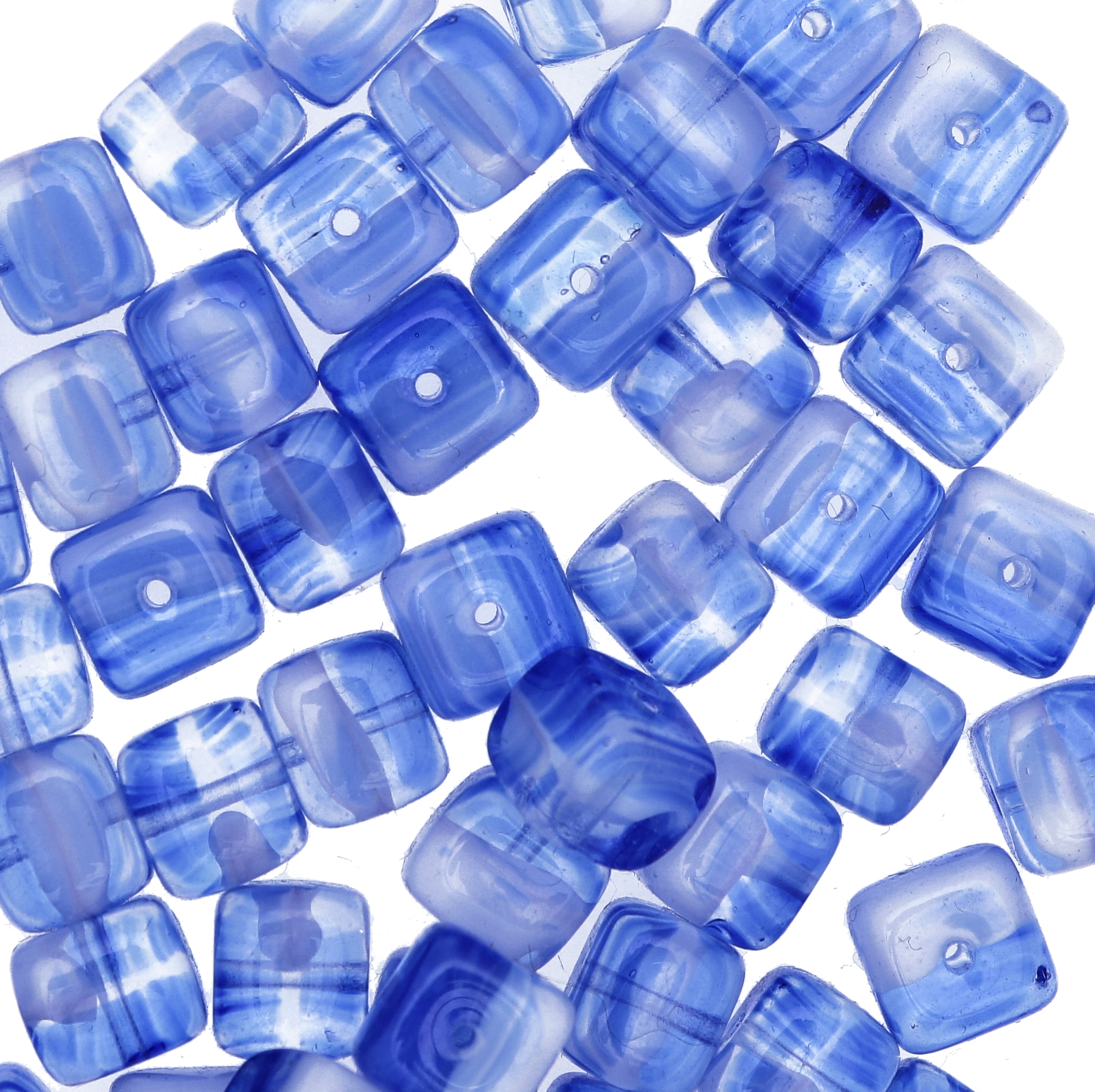 Cubo, 8x11 mm., Acqua striata in bianco
