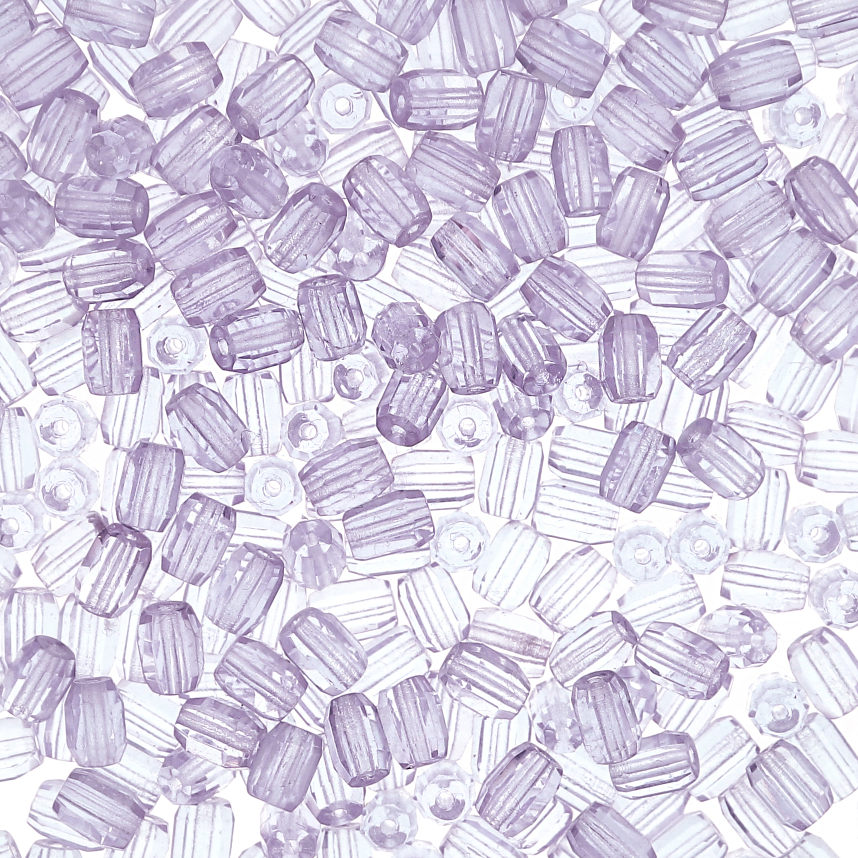 Cilindro sfaccettato, in vetro, 7x5 mm., Lilla trasparente