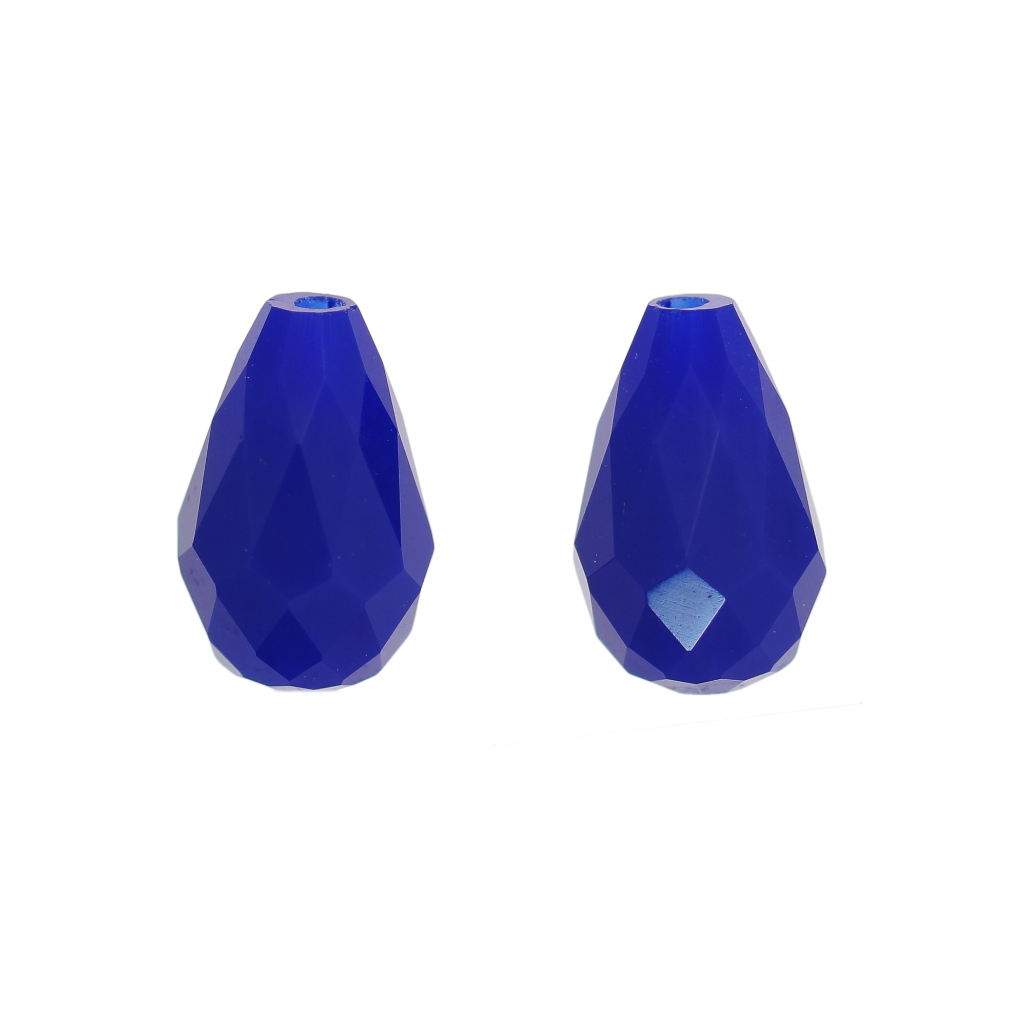 Goccia sfaccettata con foro passante, in cristallo, 8x12 mm., colore Blu Elettrico