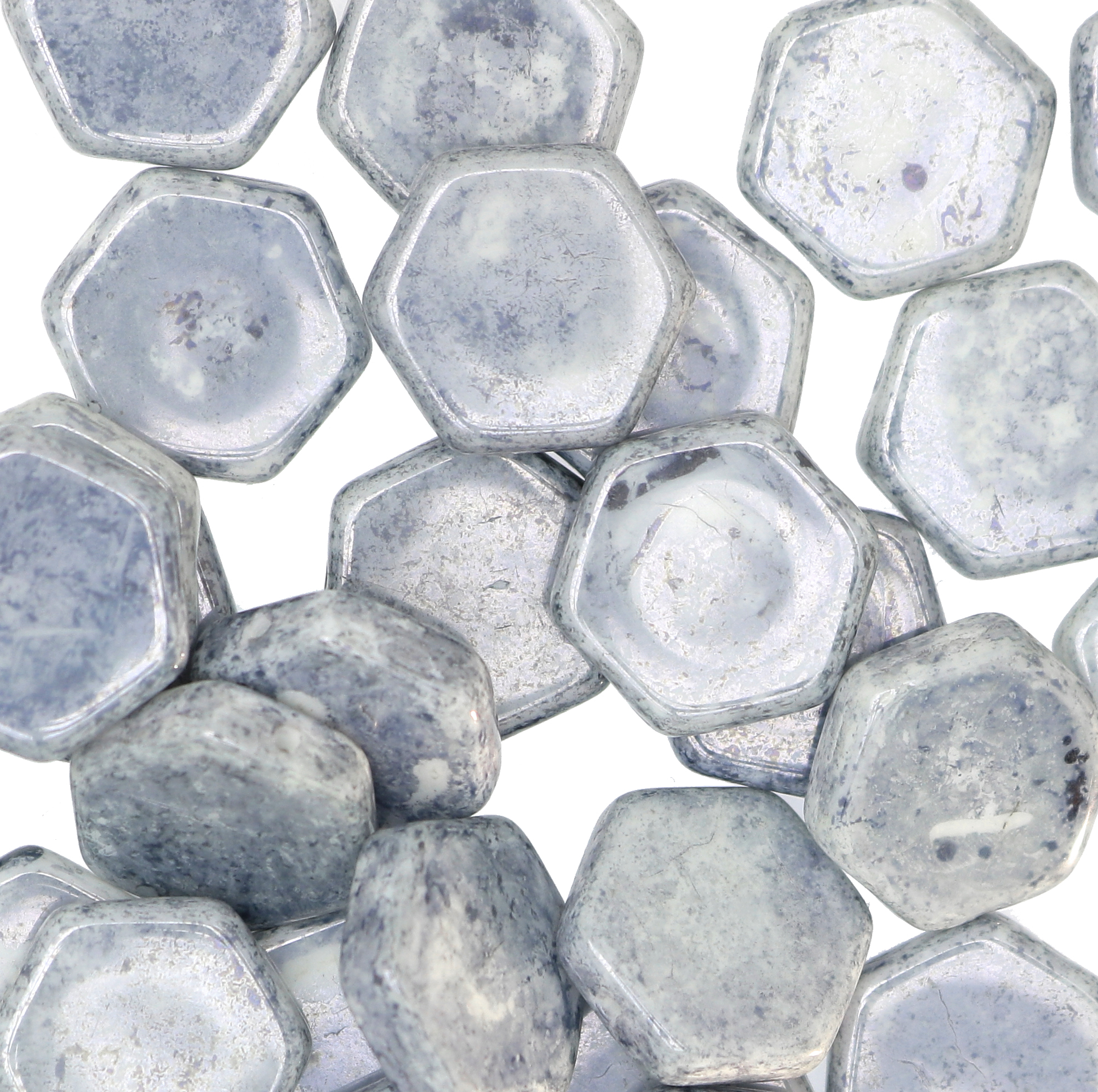 Esagono, 17 mm., Blu marmorizzato