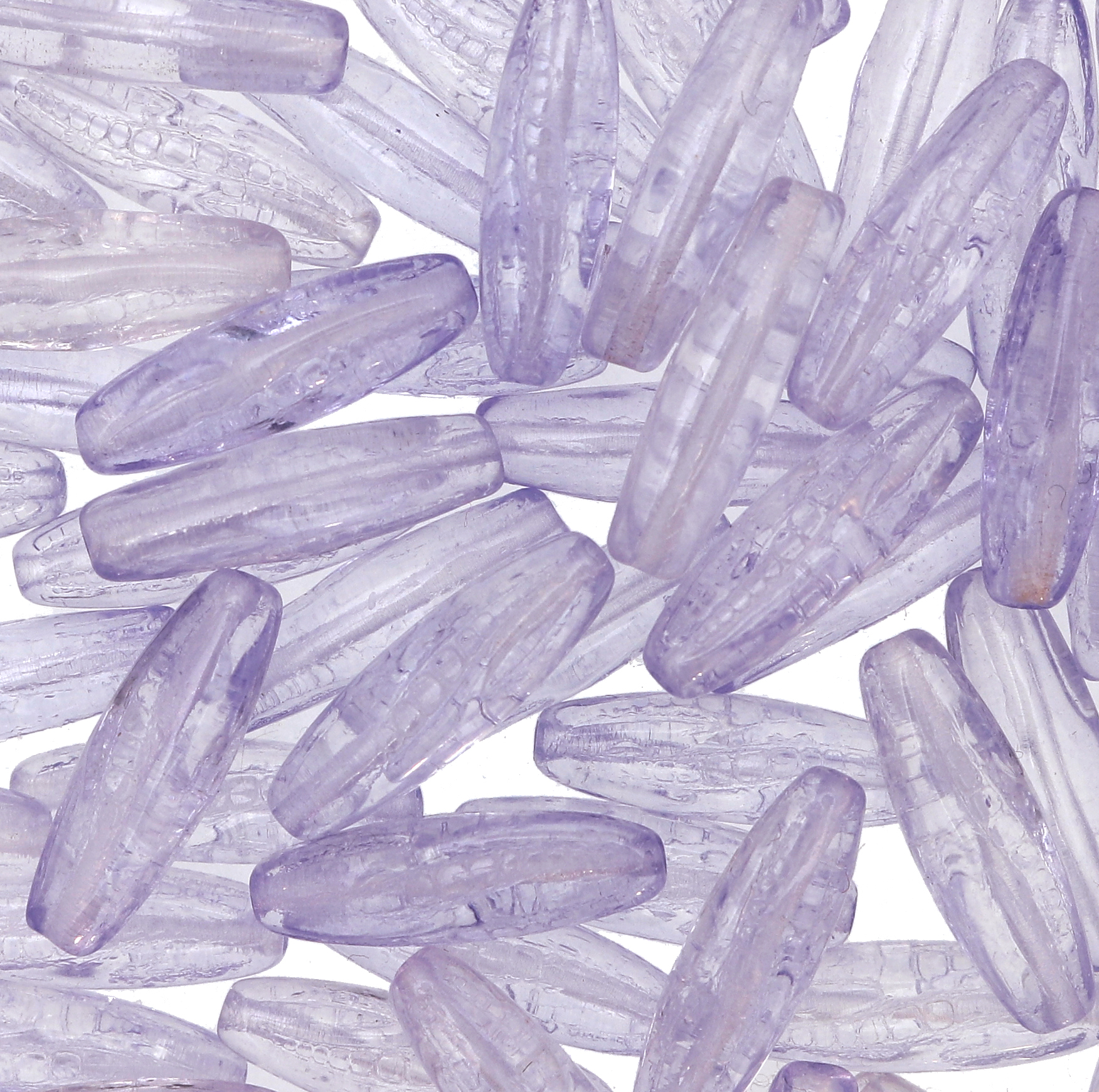 Oliva lunga scoppiata, 19x5,5 mm., Lilla trasparente