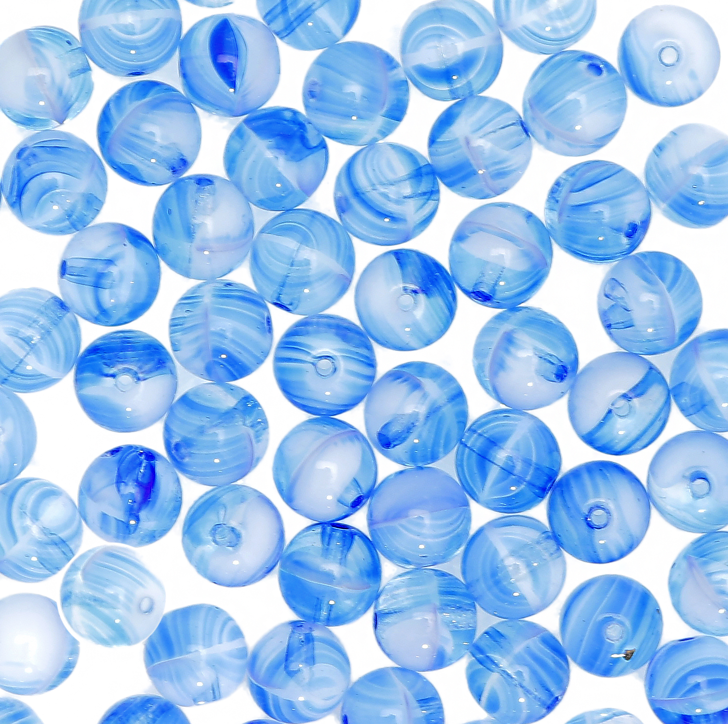 Palla, 5 mm., Acqua striata in bianco
