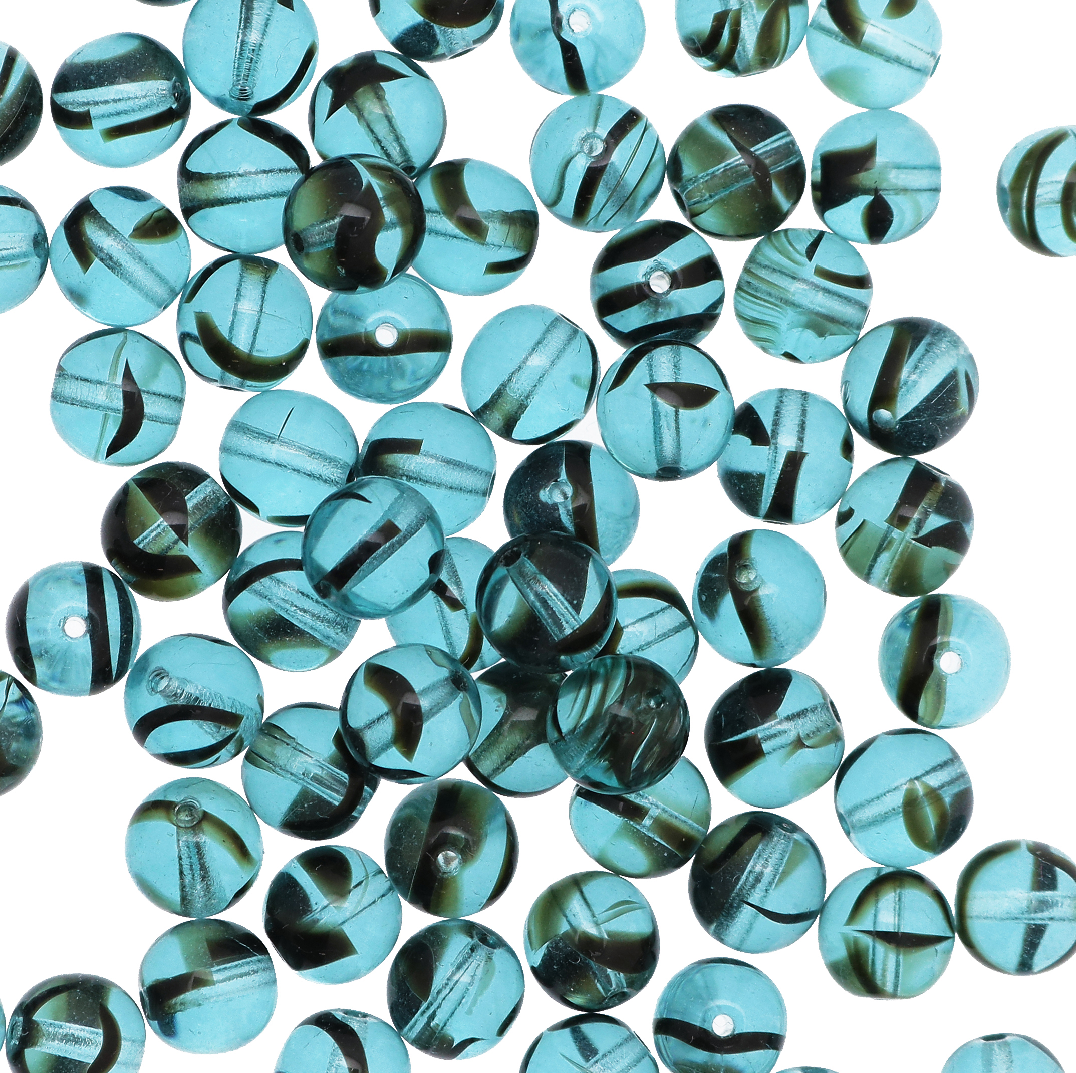 Palla, 8 mm., Indicolite striato con marrone