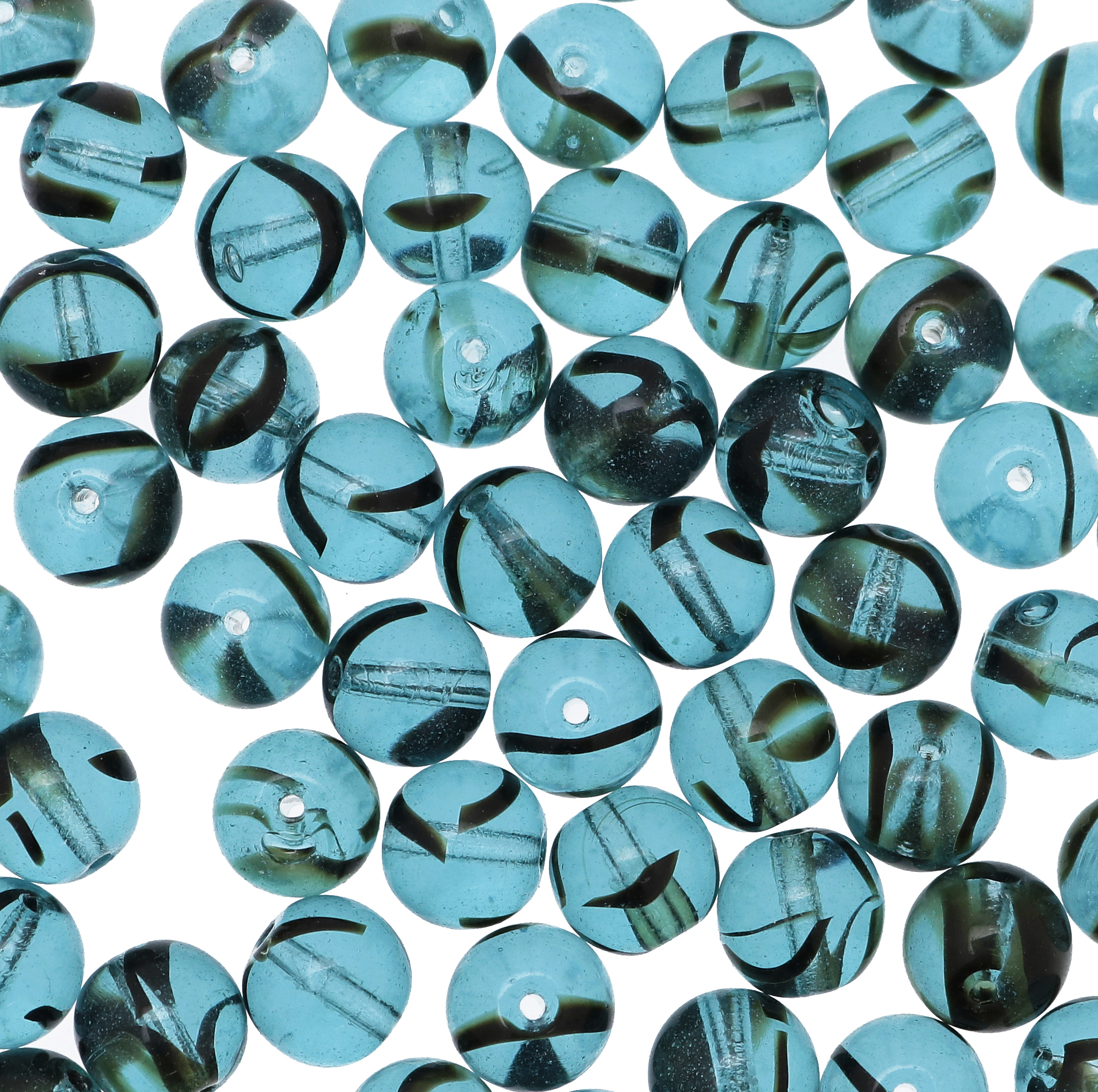 Palla, 10 mm., Indicolite striato con marrone