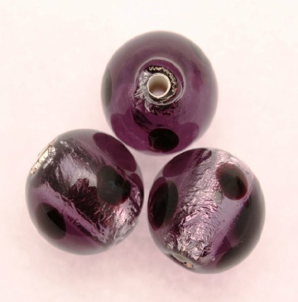 Palla, 12 mm., Viola a pois con Argento 925