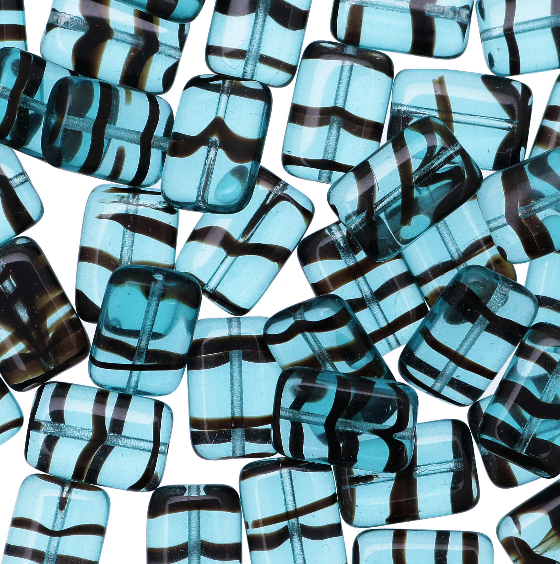 Rettangolo piatto, 15x10 mm., Indicolite striato con marrone