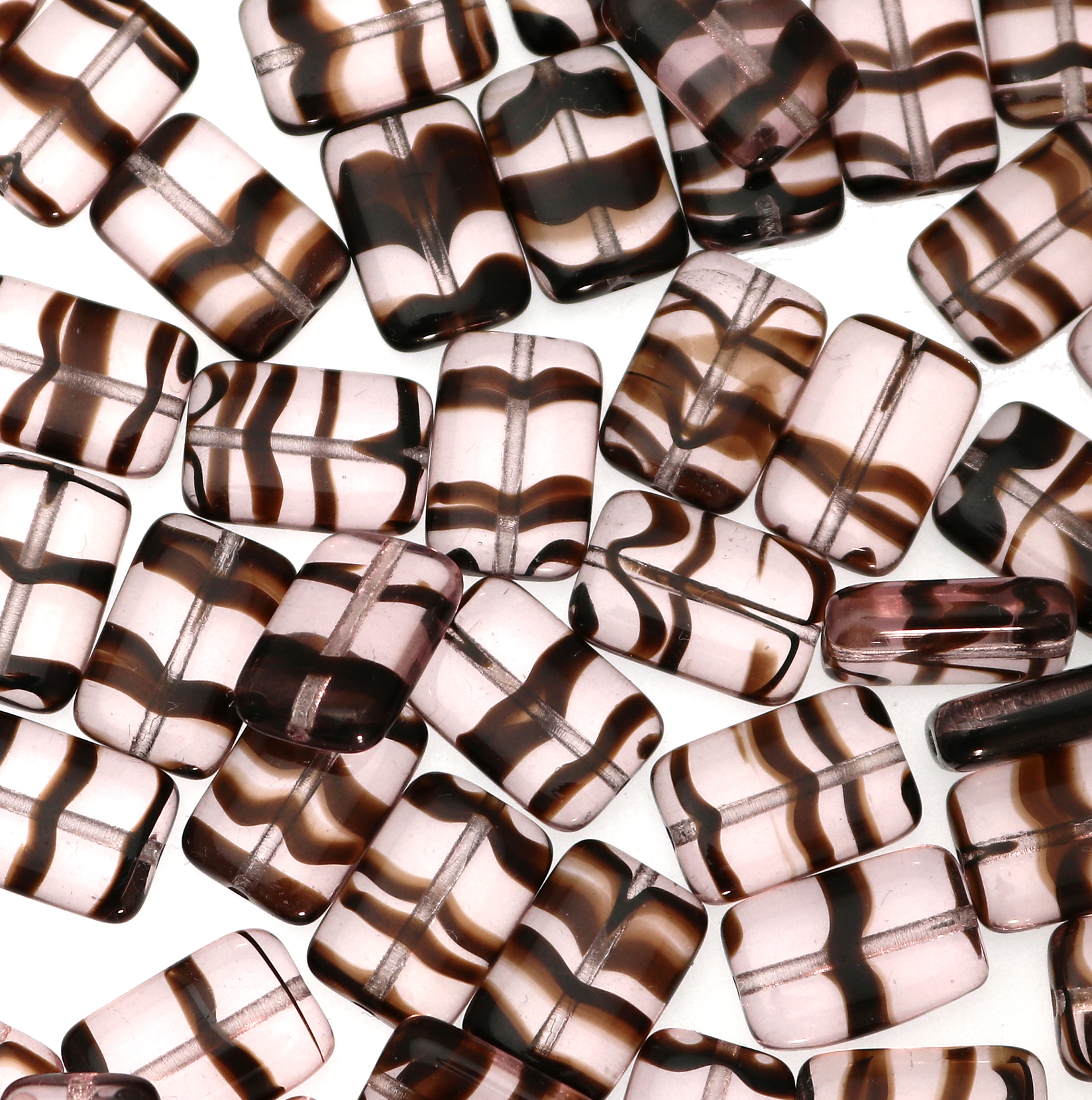Rettangolo piatto, 15x10 mm., Vinaccia striato in marrone