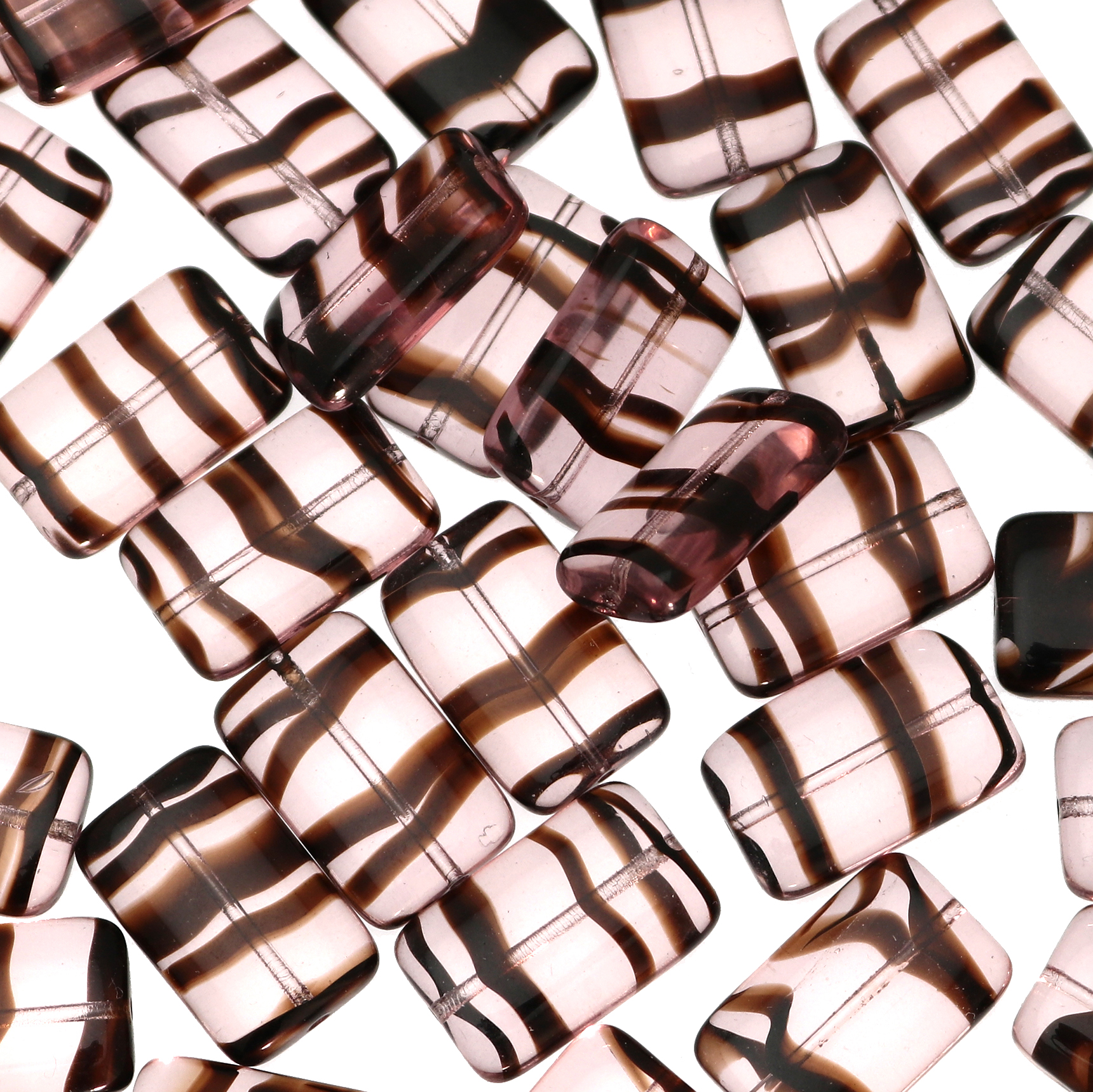 Rettangolo piatto, 19x12 mm., Vinaccia striato in marrone