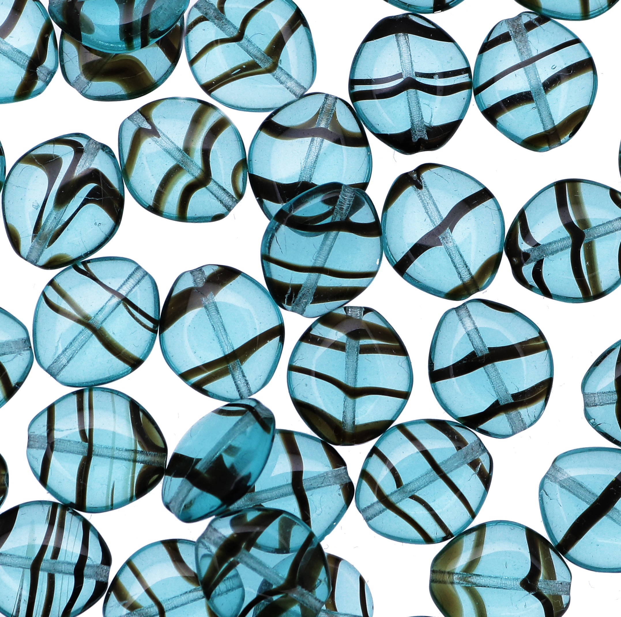 Semino, 14x12 mm., Indicolite striato con marrone