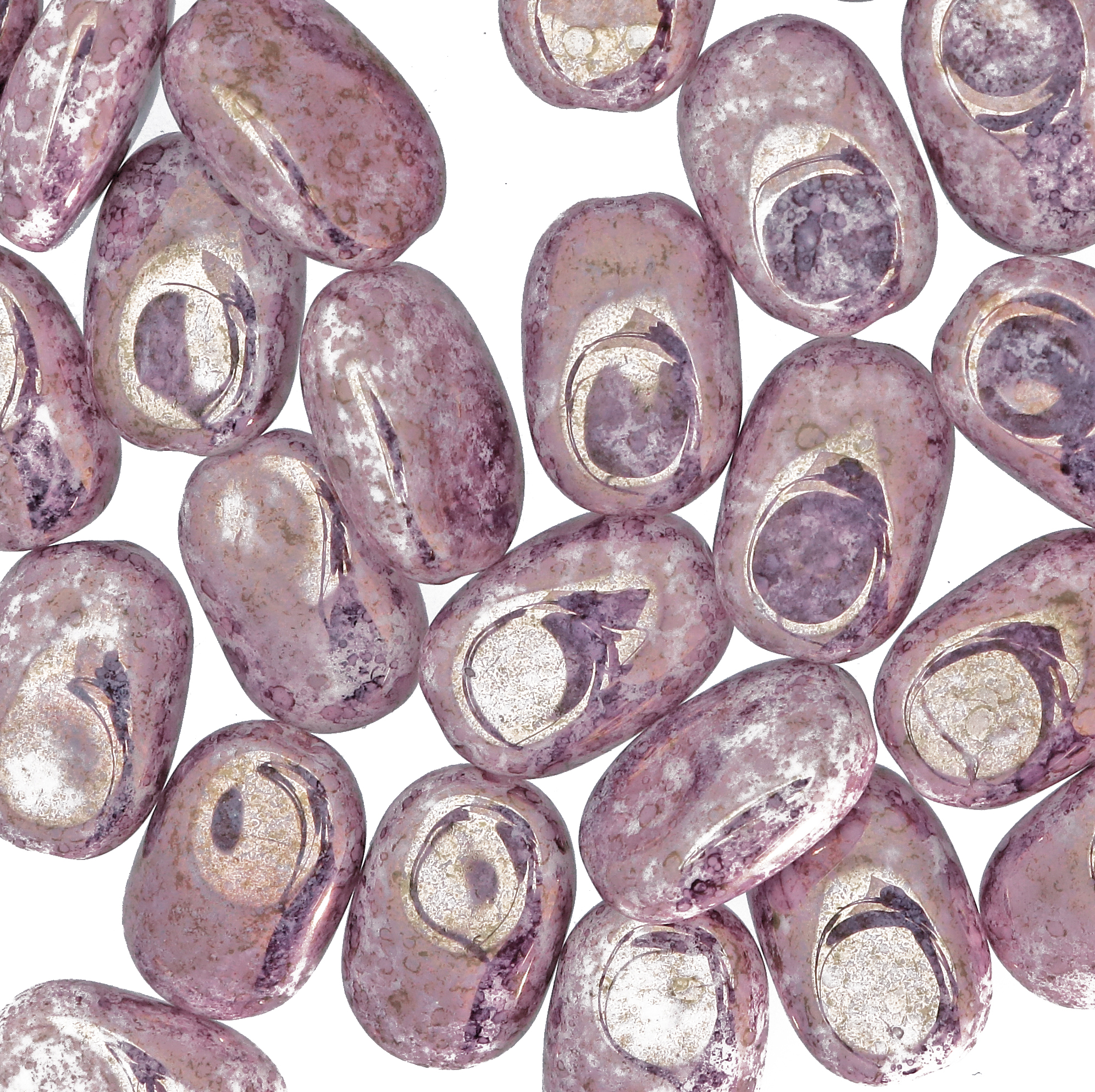 Sasso smussato rettangolare, 15x10 mm., Ametista marmorizzato